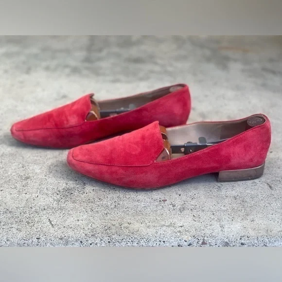 Naturalizer Clea Red Suede Loafer, silver heels, sized‎ 10 - Picture 1 of 10